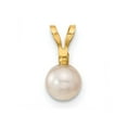 thumbnail image 4 of 14k 5-6mm White Round Akoya Saltwater Cultured Pearl and .03 Carat Diamond Post Earrings and Pendant Set XF398SET, 4 of 5