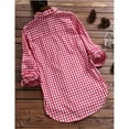 thumbnail image 3 of Red Womens Tops Women's Plaid Lapel Long Sleeve Vintage Shirt Top Shirts for Women, 3 of 4