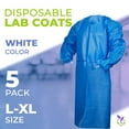 thumbnail image 2 of Blue Disposable Isolation Gowns, PP+PE Personal Protective Gear, 5 Count, L-XL, 2 of 7