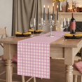 thumbnail image 2 of Pink 70 Inch Table Runner, Grid Checkered Plaid Gingham Lattice Trellis Farmhouse Dresser Scarf Cotton & Linen Tablerunner for Dining/Kitchen Island/Holiday Party Décor 13" x 70", 2 of 9