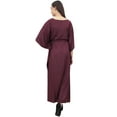 thumbnail image 2 of Bimba Women's Wine Caftan Dress Kimono Sleeve With Aari Work Long Kaftan-22, 2 of 4
