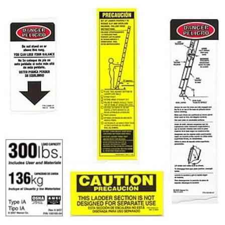 300 LB Fiberglass Extension Ladder Label Kits (Pack of 6)