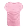thumbnail image 3 of DuoJiaJ Women's Round Neck Hollow Sunscreen Knitted Sweater Blouse Plus Size Women’s Tops Pink L, 3 of 3