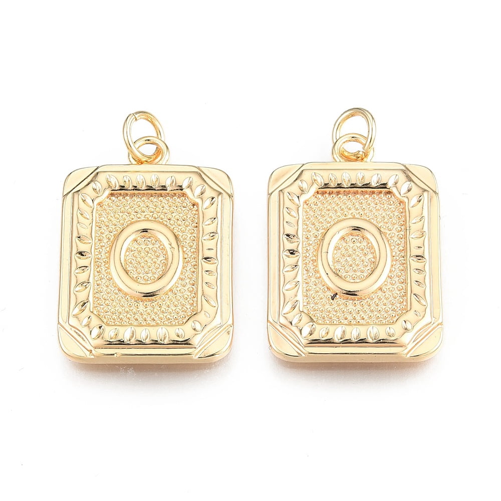 Brass Pendants with Jump Rings Cadmium Free Nickel Free Lead FreeReal 18K Gold Plated Letter.O 22.5x16x2mm Jump Ring: 5x1mm 3mm inner diameter