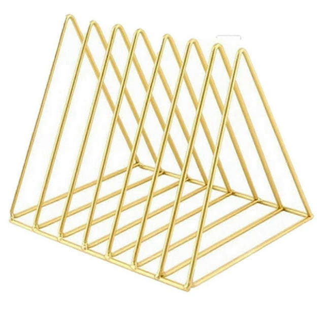 Estantería triangular de escritorio de hierro, organizador de libros de escritorio dorado, librería moderna de escritorio