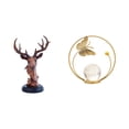 thumbnail image 1 of Figura decorativa de bola de cristal con forma de cabeza de ciervo, de resina y metal, ideal para mesita de noche, escritorio, pasillo, chimenea, dorm, 1 of 8