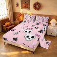 thumbnail image 2 of Homewish Girly Bow Skull Bed Sheets for Girls, Halloween Floral Star Full Size Sheets, Pink Black White, 4-Piece (1 Flat Sheet, 1 Fitted Sheet and 2 Pillowcases), 2 of 5