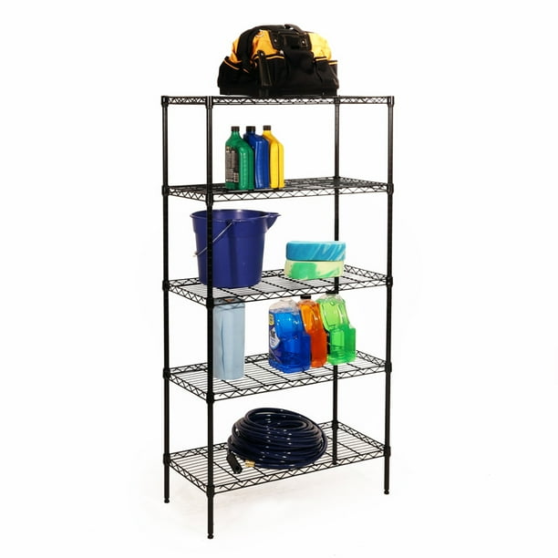 Seville Classics 5Tier Black Epoxy Steel Wire Shelving Unit, 30" W x