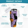 thumbnail image 2 of Yayeee 40oz Stainless Steel Tumbler with Straw and Handle Double-Wall Insulated Travel Water Bottle, Halloween Pumpkin, 2 of 8