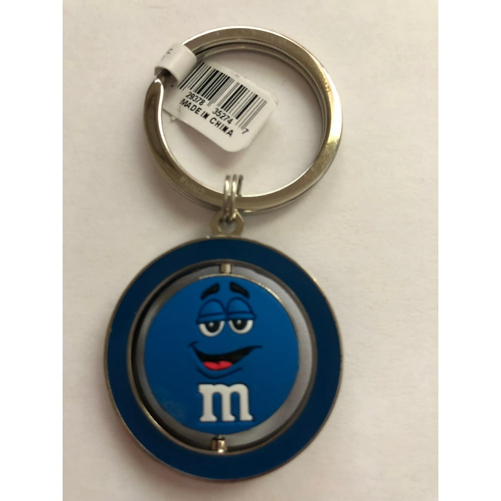 M&M'S M&M's World Blue Character Big Face PVC Spinning Keychain New