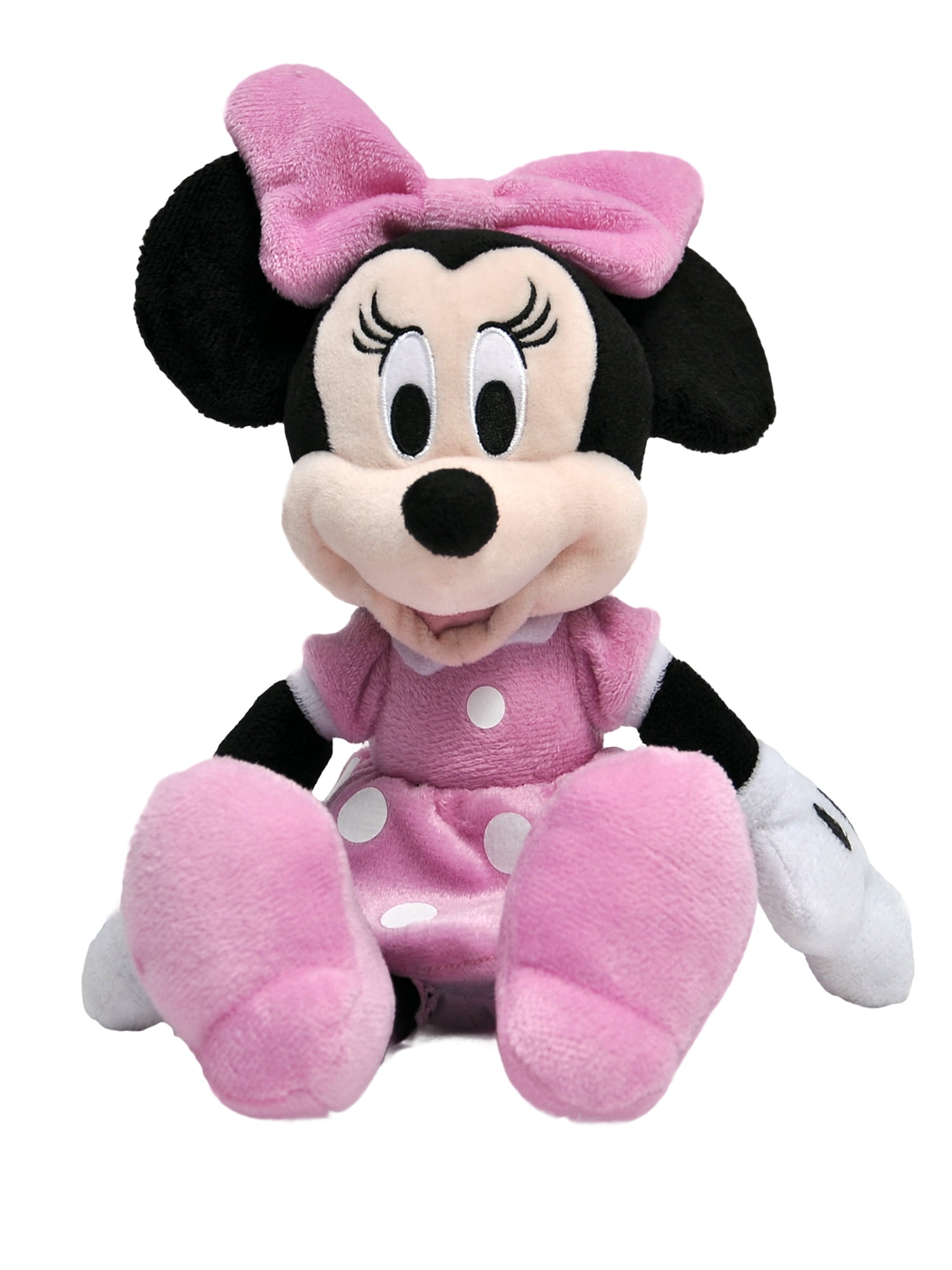 Disney Junior Minnie Mouse Pink Polka Dot Dress Plush Soft Stuffed Beanie 10" 
