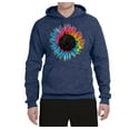 thumbnail image 2 of Wild Bobby, Colorful Tie Dye Sunflower Womens, Streetwear, Unisex Graphic Hoodie Sweatshirt, Vintage Heather Navy, 3XL, 2 of 3