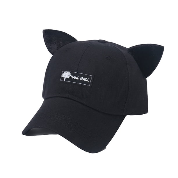Gorra de béisbol de algodón con diseño de orejas de gato, tamaño ajustable
