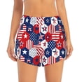 thumbnail image 2 of Salouo American Stars2 Print Women's 2 in 1 Running Shorts Double-Layer Shorts Athletic Workout Gym Yoga Shorts Running Shorts for Women-Medium, 2 of 7