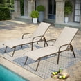 thumbnail image 5 of Pellebant Adjustable Steel Chaise Lounge Chair, 5‑Position Recliner with Rust-Resistant Frame for Patio, Poolside, Garden, and Indoor Use,Beige, 5 of 8
