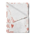 thumbnail image 2 of I Love You More Soft Flannel Fleece Blanket, Words of Infatuation Surrounded by Stars Scribble Art for Valentines, Cozy Plush for Indoor and Outdoor Use, 60" x 80", Vermilion White, by Ambesonne, 2 of 5