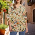 thumbnail image 2 of MEICHEN Blouses for Women Casual 3/4 Sleeve Womens Tops V Neck T Shirts with Cuffs Summer Fashion Clothing for Women, 2 of 4