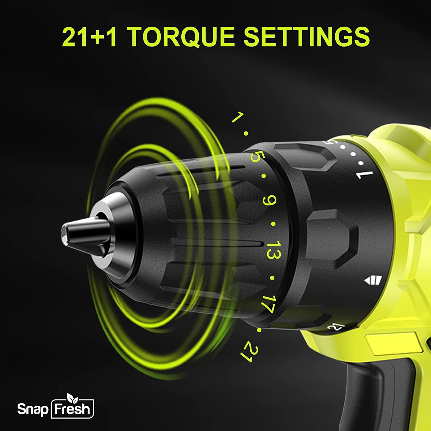 Snap Fresh 20 v, 2.0Ah Cordless Drill Driver, 21+1 Torque, 1400 RPM