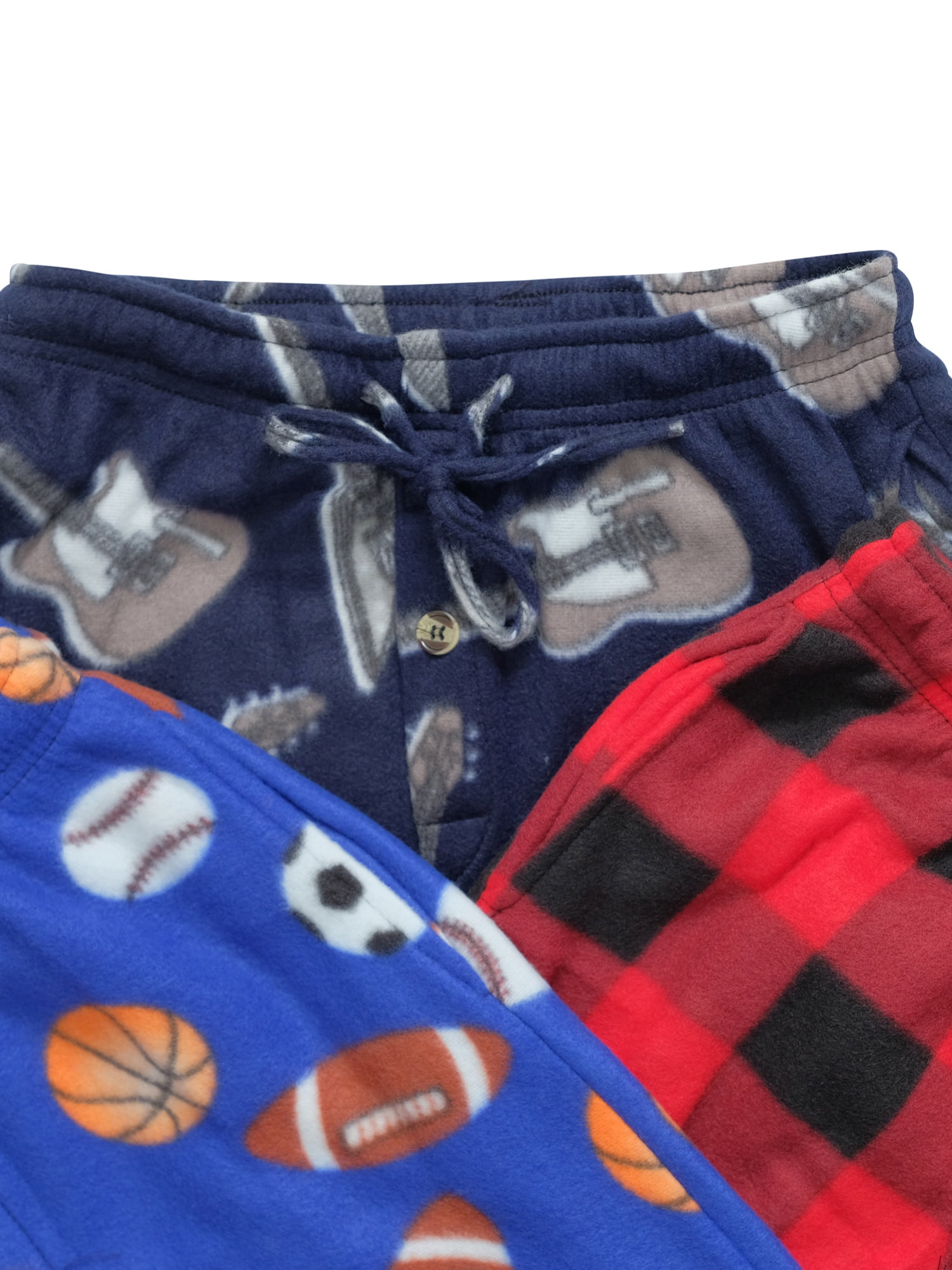 Real Essentials 3 Pack Boys Pajama Pants Super Soft Fleece PJ Lounge Bottoms for Kids 