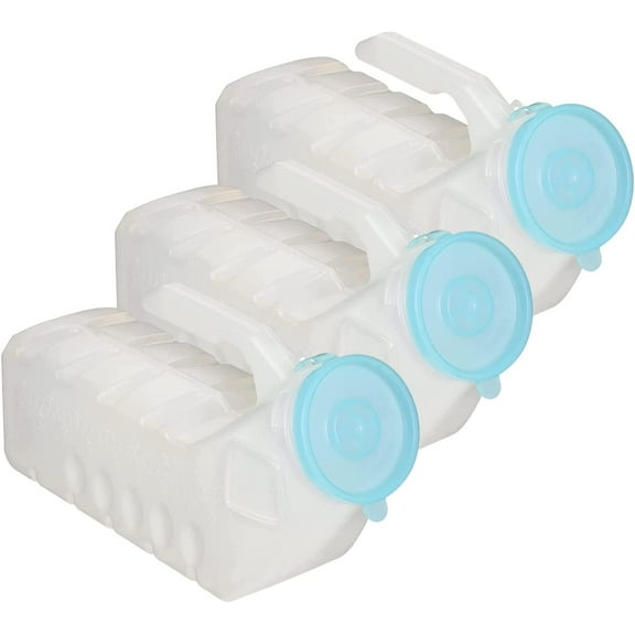 MedVance- Urinals for Men 1000ml with Glow in The Dark Spill Proof Pop Cap Lid, Plastic Pee Bottles for Men, Male Urinals, Pee Container Men, Portable Urinal for Car, Elderly & Incontinence 3 Pack