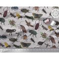 thumbnail image 2 of Soimoi Gray Rayon Crepe Fabric Beetle & Honey Bee Insects Decor Fabric Printed BTY 46 Inch Wide, 2 of 3