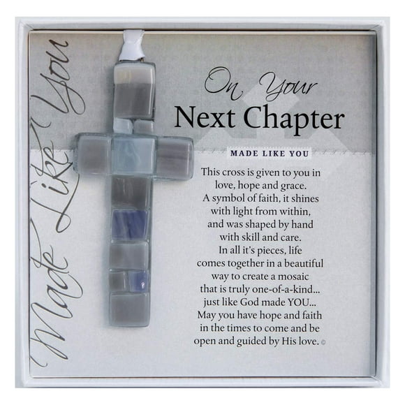 Retirement, New Career, New Home - On Your Next Chapter Boxed Poem Mosaic Glass Cross Ornament