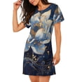thumbnail image 2 of Lsque Blue Golden Dream Lotus Pattern Nightgowns for Women Sleep Shirts Short Sleeve Nightshirt Pullover Nightdress Soft Sleepwear Relaxed Fit Nightdress, 2 of 6