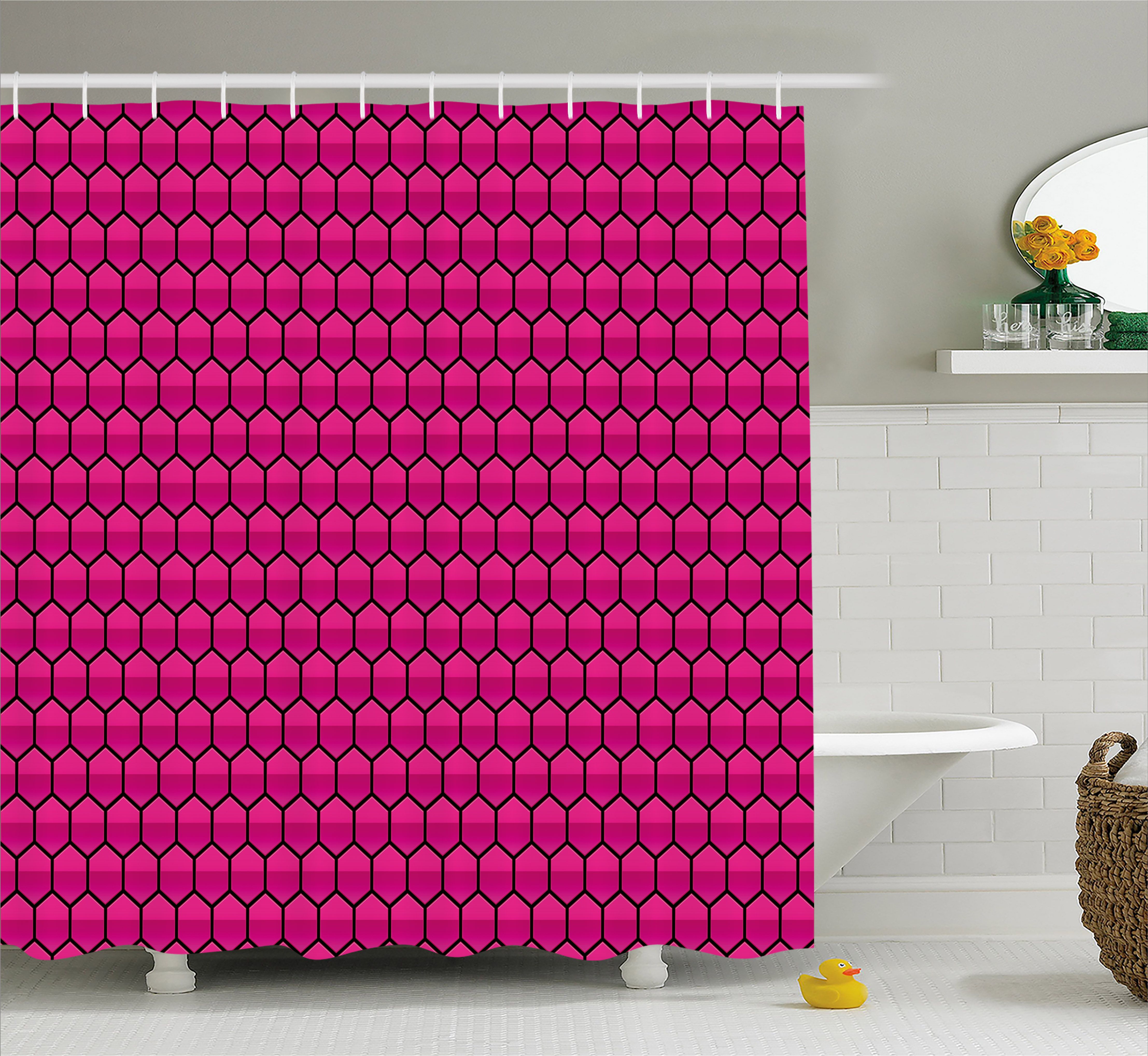 Hot Pink Shower Curtain, Pattern Nature Inspired Design with