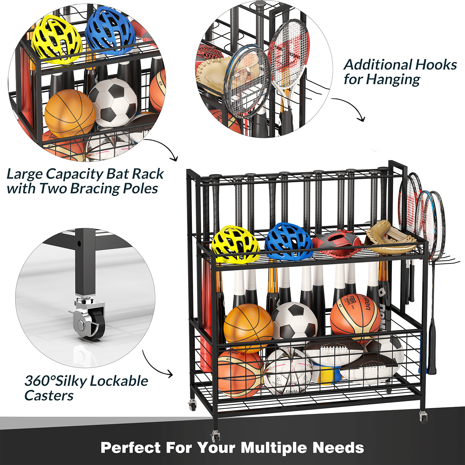 Techvida Sports Equipment Storage Rack, Garage Organizer, Holds 24