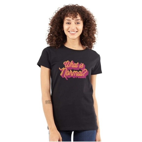 Cool Vaporwave What is Normal Saying Womens Fitted Plus Size Graphic Tee Brisco Brands 2X