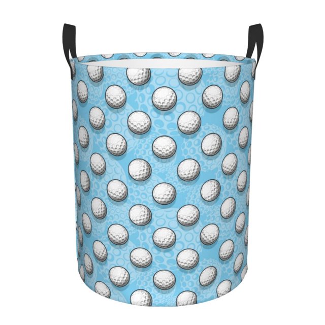Balery Golf Balls 1 Cesta de ropa redonda con asas, impermeable, independiente, para ropa, juguetes, dormitorio y familia-Small