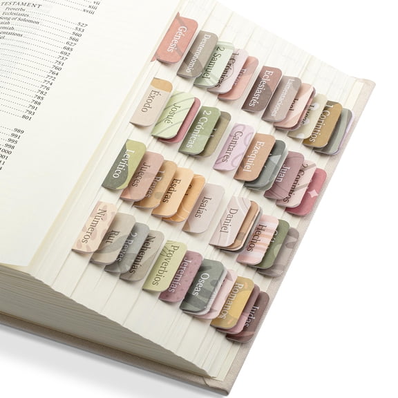 Mr. Pen- Spanish Bible Tabs, 75 Tabs, Boho Theme, Laminated Bible Tabs for Women and Men