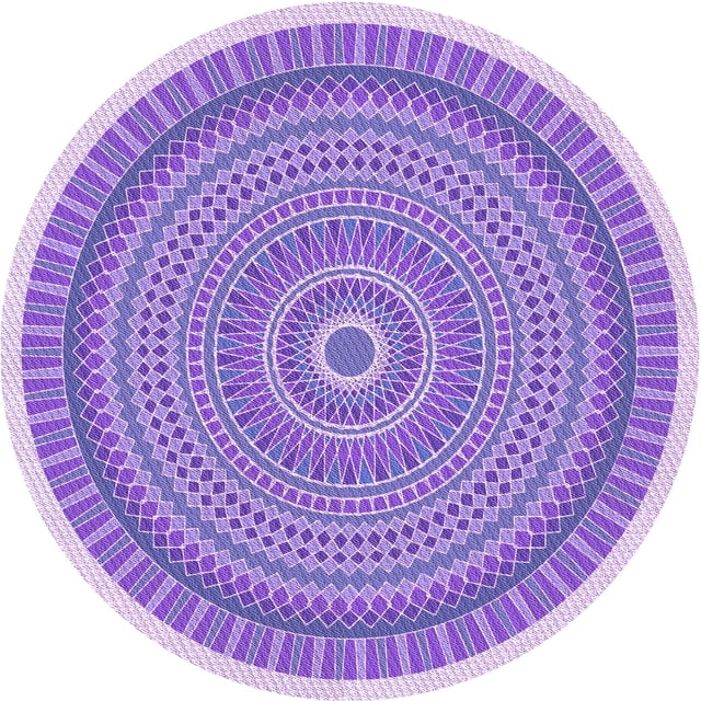 Ahgly Company Tapis Rond Lavable en Machine Intérieur Transitionnel Aztech Violet, 5 Pieds Rond