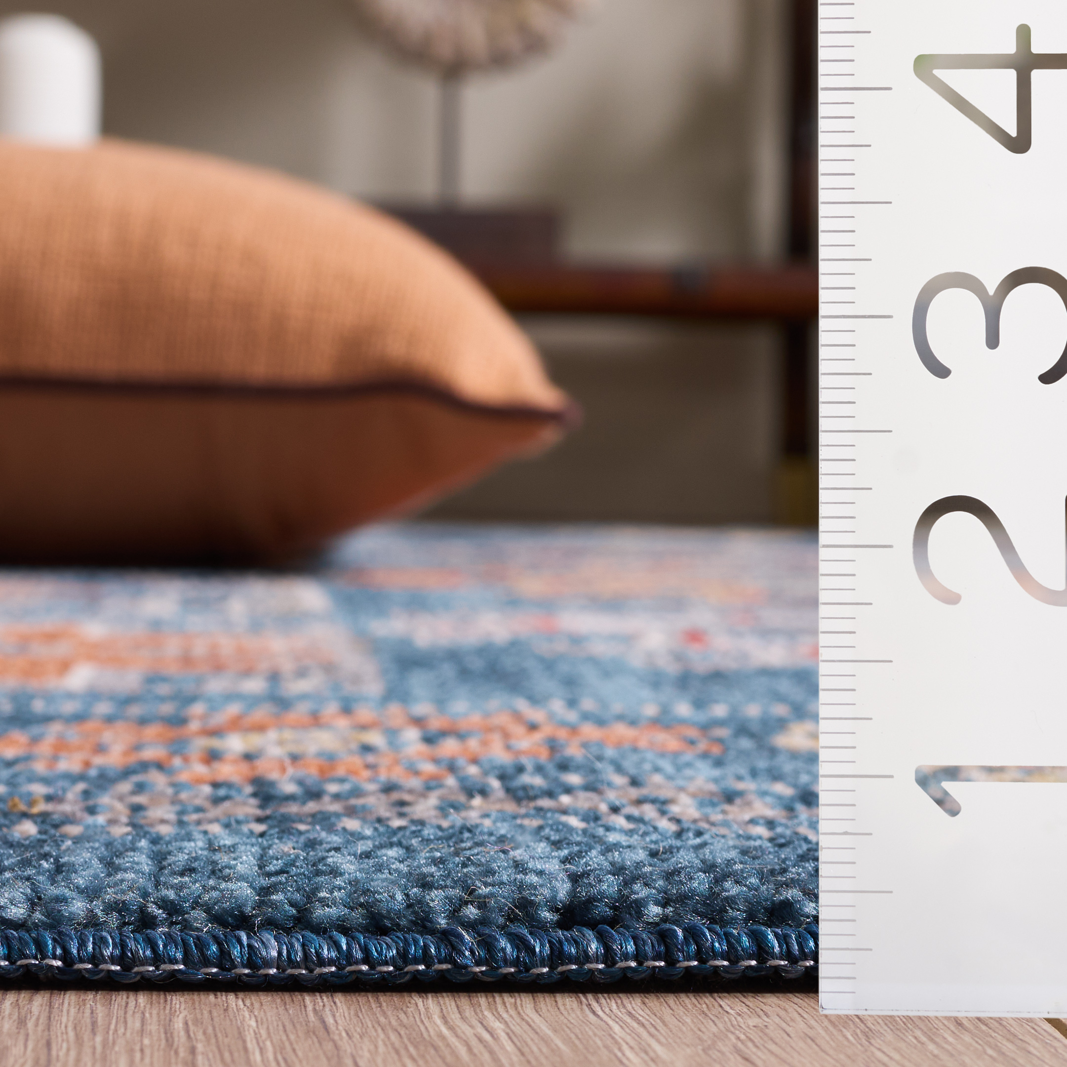 Safavieh Farmhouse Medici Southwestern Runner Rug, Navy/Orange, 2'1" x 8'
