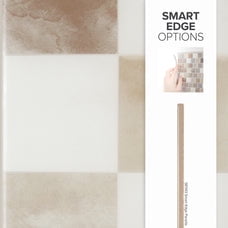 Smart Tiles Peel and Stick Backsplash, 5 Adhesive Tiles, Damier Beige/Ivory, 7.75"x7.75"