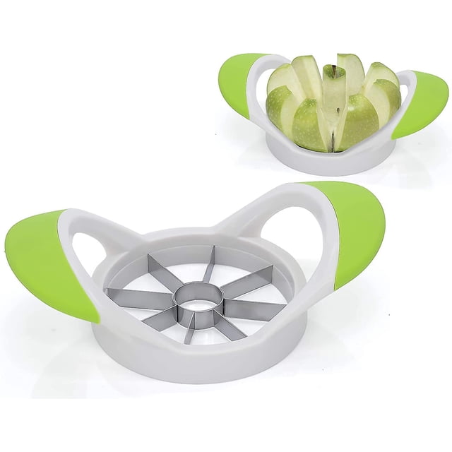 Cortador de manzanas Rebanador de frutas para manzanas/peras - Separador de manzanas y descorazonador con cuchillas de acero inoxidable/mango ergonómico verde, blanco TUNC Sencillez