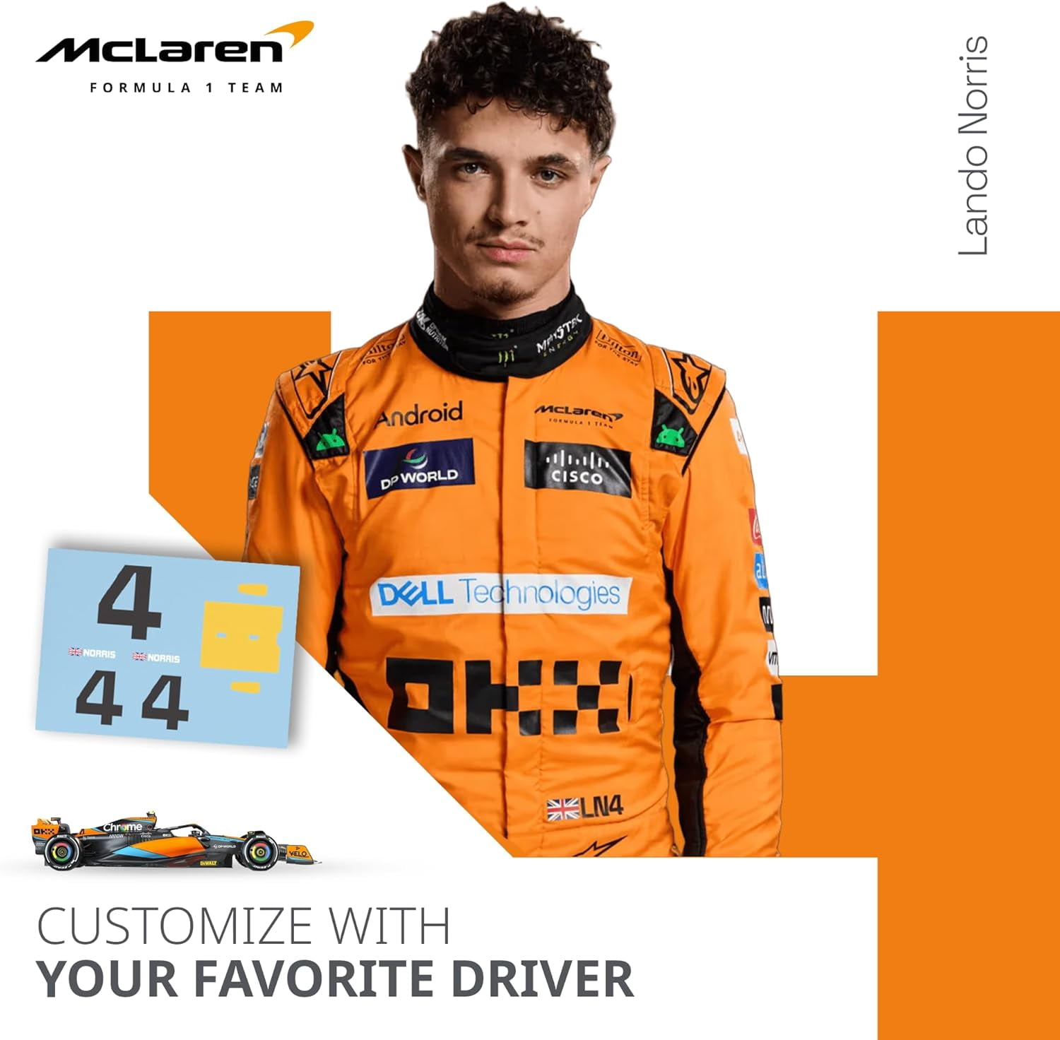 Formula 1 MCL60 Model kit - 1:18 Scale Racing F1 MCL60 Model Inspired by Lando Norris & Oscar Piastri l Building kit, Collectible diecast, 140 Pieces