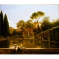 thumbnail image 2 of Pierre-Athanase Chauvin 14x12 Gold Ornate Wood Frame and Double Matted Museum Art Print Titled - View of the Gardens of the Villa D’Este, Tivoli (1811), 2 of 4