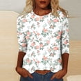 thumbnail image 2 of CYMMPU Business Work Blouses Plus Size Tunic Tops Summer Fall Crewneck Floral Printed 3/4 Length Sleeve Vintage Shirts Basic Tees 2025 Clothes for Women Multicolor XXL, 2 of 5