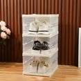 thumbnail image 2 of YIKA Thickened Plastic Shoe Storage Box Organizer Stackable Foldable Installation-Free Shoe Rack Shoe Cabinet with Lid Drop Front Door for Closet Entryway Under Bed Sneaker Organizers and Storage, 2 of 6