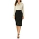 thumbnail image 2 of Camisa de satén de oficina con botones de manga larga y cuello alto con volantes para mujer Inspire Chic en color beige, 2 of 7