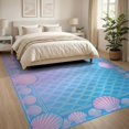 thumbnail image 3 of ODIKA 8'x10' Washable Area Rug Fish Scale Ombre Seashell Border Mermaid Gradient Refined Structured for Dining Room, Large Office, Lounge, Non-Slip Chair-Friendly Mat, 3 of 7