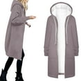thumbnail image 2 of Womens Hoodies Coat Fall Winter Warm Pockets Drawstring Zipper Open Thin Hooded Jackets Long Cardigans Tops Outwear Her Leather Coat Bed Jacket Vests for Women Night Light Jacket Women Jacket Women, 2 of 6