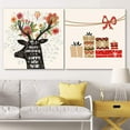 thumbnail image 2 of wall26 - 2 Panel Square Canvas Wall Art - Christmas Theme Floral Reindeer and Gifts - Giclee Print Gallery Wrap Modern Home Art Ready to Hang - 16"x16" x 2 Panels, 2 of 4