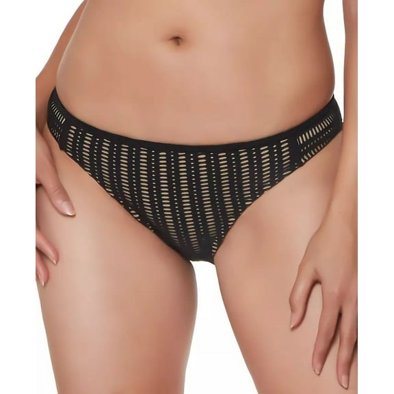Bar III Women's Black Crochet Tab-Side Hipster Bikini Bottoms