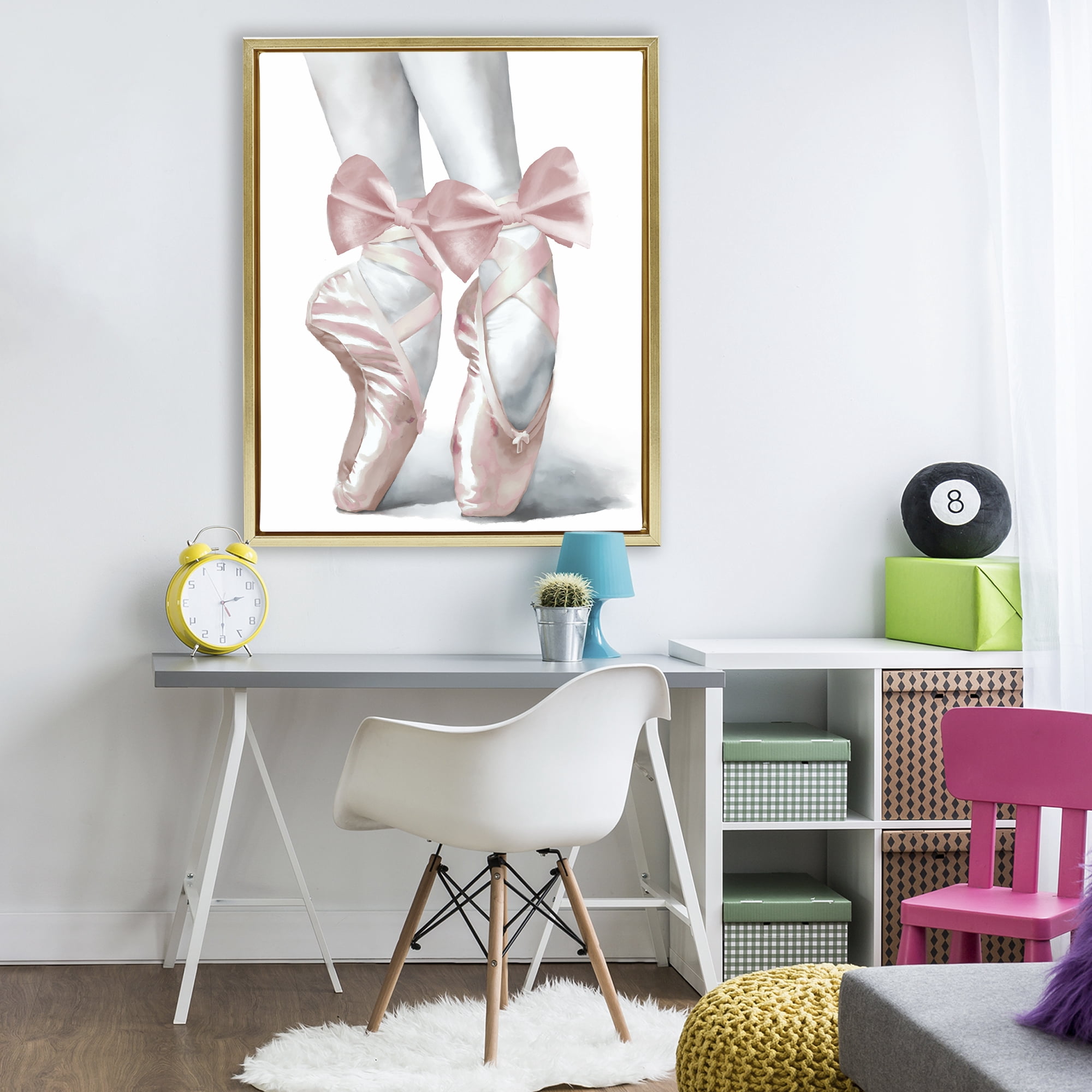 Stupell Industries Ballet Pointe Shoes Gold Framed Floater Canvas Wall Art, design by Elizabeth Medley