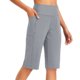 thumbnail image 1 of Pantalones de Yoga de Cintura Alta para las Mujeres Color Sólido Cadera Bolsillos Elásticos Medio Pantalones Cortos, Pantalones Deportivos de Fitness, Poliéster Toda la Temporada, 1 of 6