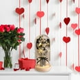 thumbnail image 6 of Valentine Decor Sweet Color Rose Cloche Bouquet​ Preserved Flowers Fairy Lights Silver Ribbon Wood Base Romantic Mantle Display Valentine's Day Gift, 6 of 6