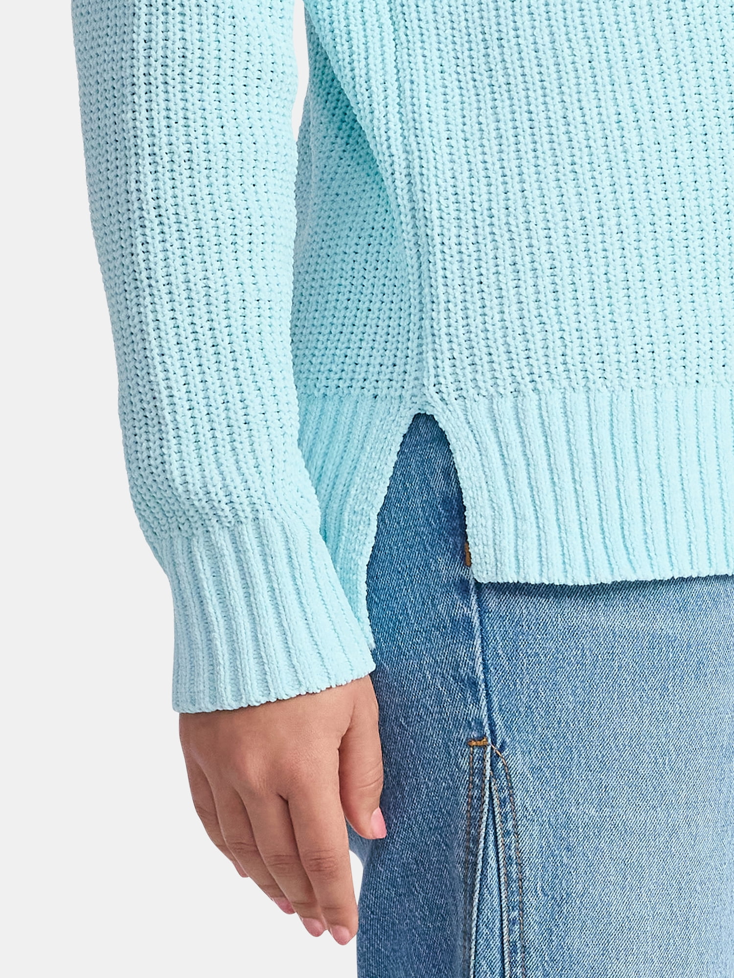 Time and Tru Women's Chenille Sweater with Long Sleeves, Midweight, Sizes XS-XXXL