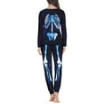 thumbnail image 3 of Renewold Cozy Halloween Pajamas for Women 2 Pieces Warm Blue Skull PJ Tee Pants Set with Big Pockets Stylish Long Sleeve Athletic Clothing Sleepwear Size 3XL, 3 of 5